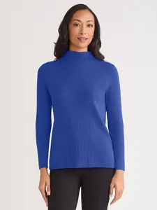 Petite Wide Rib Funnel Neck Top
