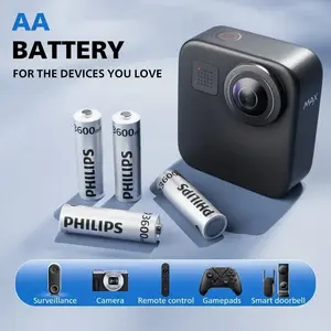 Philips AA Rechargeable Batteries (1.5V, 3600mWh) with Smart Fast-Charging Case – Supports Portable Charging