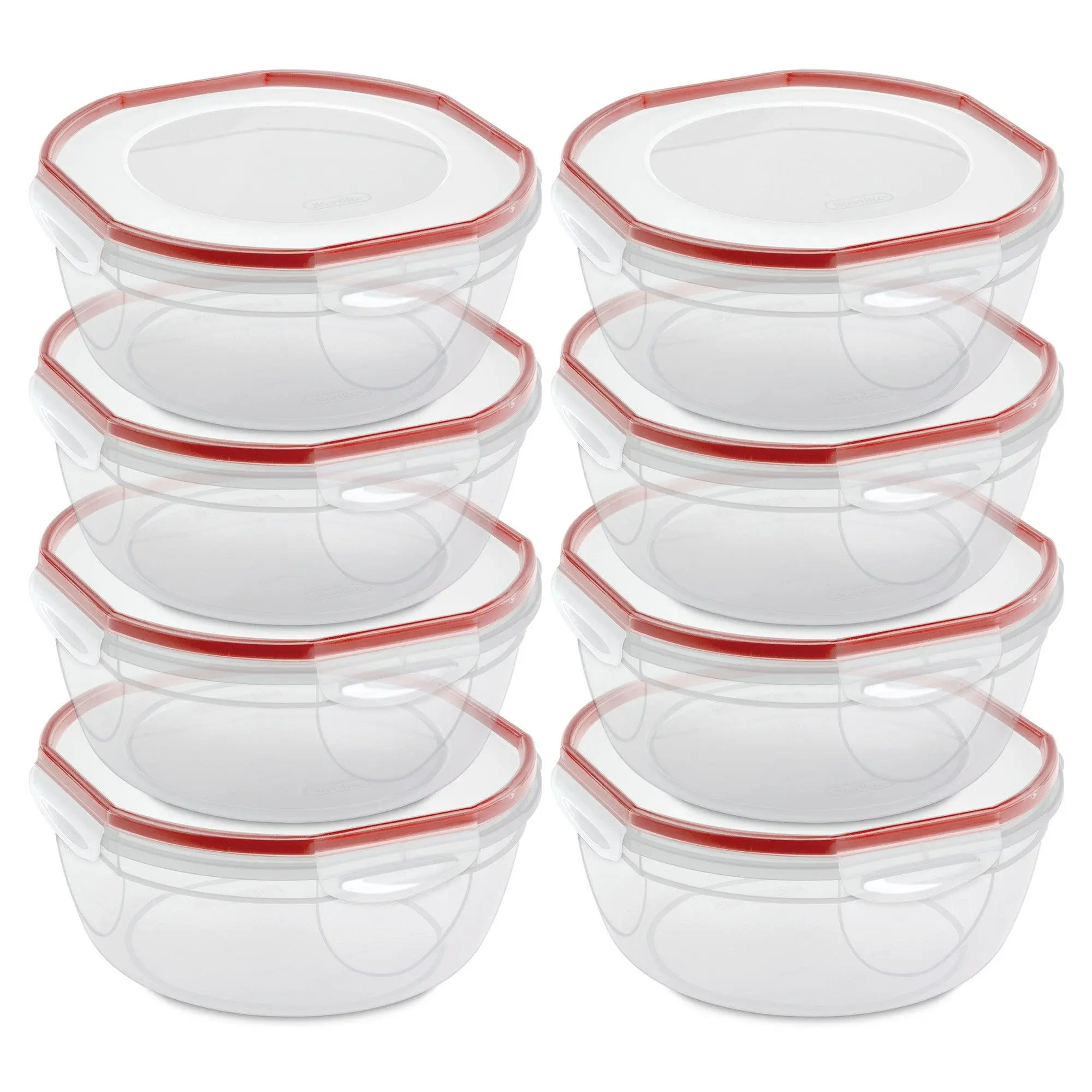 Sterilite Ultra Seal 4.7 Qt Plastic Food Storage Bowl Container w/ Lid, (8 Pack)