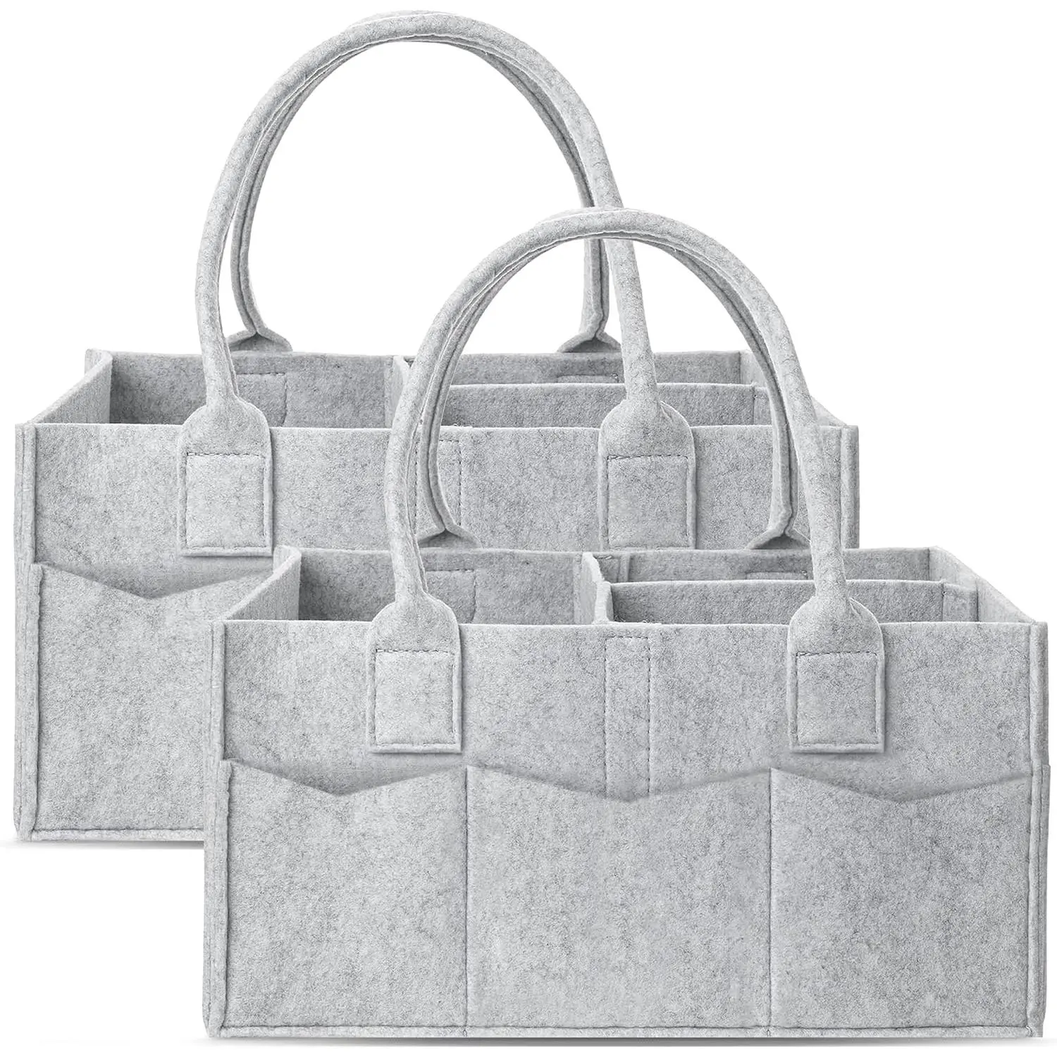 2 Pack Diaper  Organizer - Portable   Organizer with Handle,  Storage Bin and  Organizer for Girls, Boys -   Basket - Grey