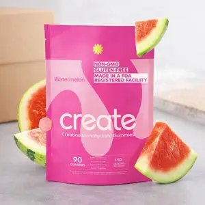 Create Creatine Monohydrate Gummies – Watermelon Flavor, 1.5g Creatine Per Gummy, 90 Gummies, Easy Chew, No Powder, Vegan, Non-GMO, Gluten-Free
