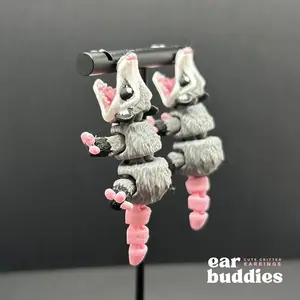 Opossum Ear Buddies Earrings - Cute Unique Design Printed Locally and Handcrafted