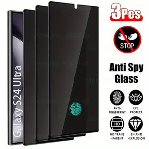 Ultra Clear Tempered Glass Protective Cellphone Screen Protector Accessories for Samsung Galaxy S26/S26 Plus/S26 Ultra/S25/S24/S23/S22 - 3 Pack Privacy Anti-Spy, Anti-Fingerprint, High Clarity Film, Smooth Surface, Bubble Free, Fingerprint Unlock Sup...