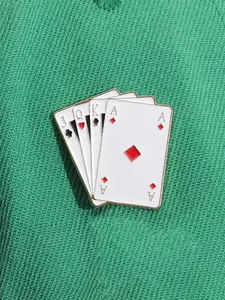 Playing Card Design Brooch, Creative Fashion Alloy Badge, Creativity Clothes Accessories for Men & Women for Daily Life