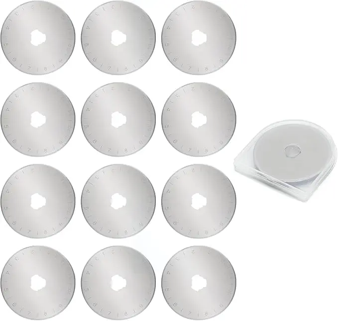 12 pcs 45mm Rotary Cutter Blades,Replacement Rotary Blade for Arts Crafts Quilting Scrapbooking Sewing Fabric Cutting,Arts & Crafts Farbric Paper Cutting Tool By XEKIGU