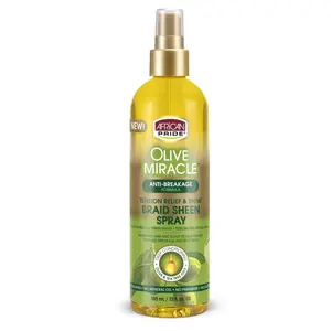 African Pride Olive Miracle Braid Sheen Spray - Regular 12 oz Haircare Product with Olive Oil & Tea Tree for Daily Moisture