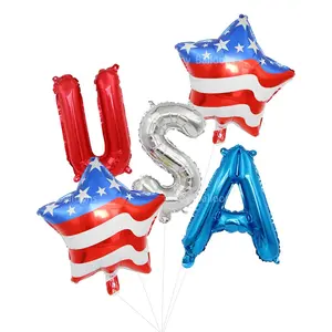 5-Piece Usa Independence Day Patriotic Balloon Set, Flag Stars, Usa Letters, Perfect for July 4th Parties, Outdoor Decor, Cultural Events