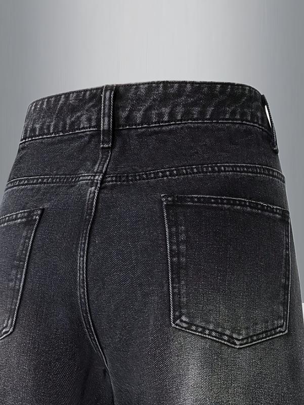 Men'S Casual Wide-Leg Jeans , Relaxed Fit, Mid-Rise, Regular Length, Zipper Fly, All-Season Comfort, Casual Attire | Relaxed Fit Jeans | Comfortable Jeans