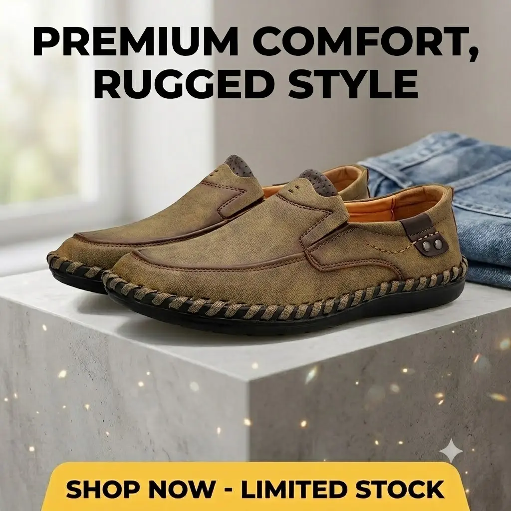 Men Hand Stitched Leather Slip On Loafers Casual Driving Moccasins Breathable Comfort Outdoor Walking Daily Wear Flat Shoes