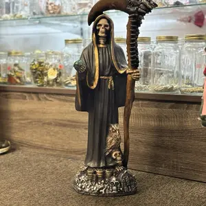 Black Santa Muerte statue