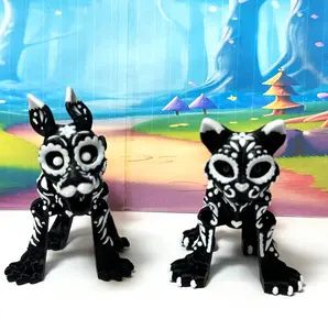 2pcs Posable Dog and Cat Skeleton Halloween Decoration Full Body Movable Joints Skeleton Animals for Indoor Outdoor Graveyard Party Haunted House Party Decor 6 Inches -AS-Dog-Cat