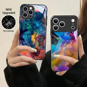 Colorful Splash Ink Case For iPhone 17 16 15 14 13 12 11 Pro Max Air 14 Plus Flexible Acrylic Glossy Phone Case Cover