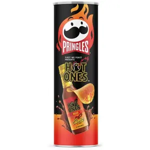 7x Pringles Hot Ones Rojo - Los Calientes Spicy Potato Chips Snack Crisps Bundle Savory Salty Treat Pack Bulk Lot Rare Limited Edition Flavor Gourmet Party Food Munchies Crunchy Appetizer Cravings Pantry Stocking 5.5oz 7ct