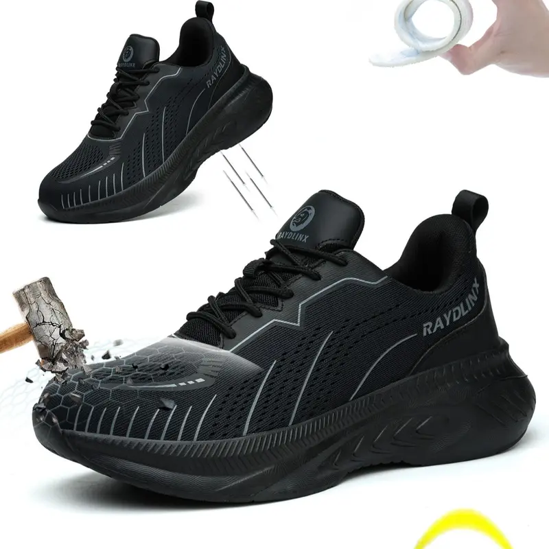 Women's Steel-Toe Safety Sneakers, Lightweight Comfortable Anti-smash Anti-puncture Breathable Non-slip Work Shoes Nonslip Work Shoes Steel Toe Footwear
