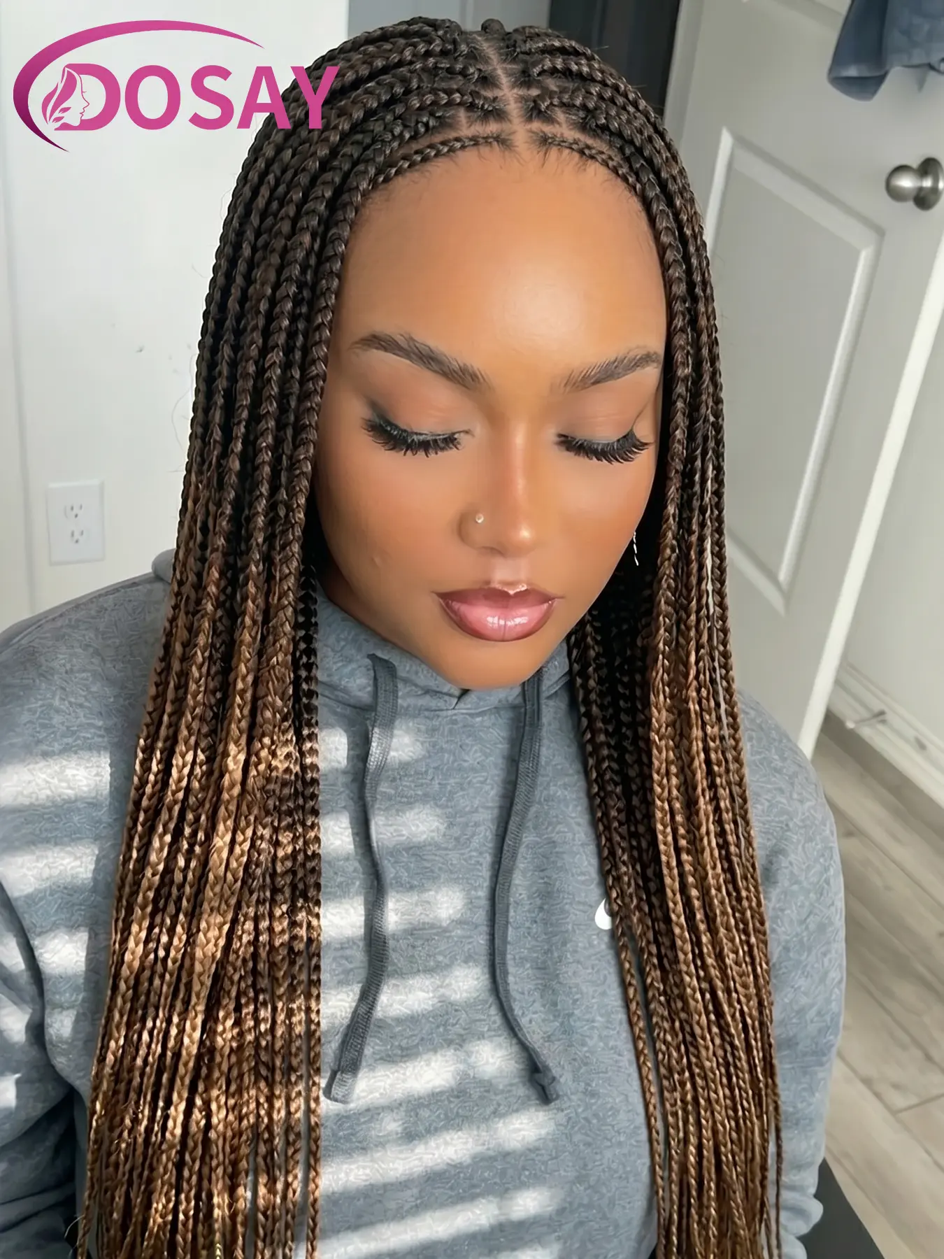 1B Omber Brown Braided Wig for Black Women Cornrow Box Braided Wig Synthetic Knotless Box Braided Wigs Handmade Full Lace Cornrow Braid Wig Super Lightweight & Breathable Beginner Friendly Wig #TikTokShopStockUp