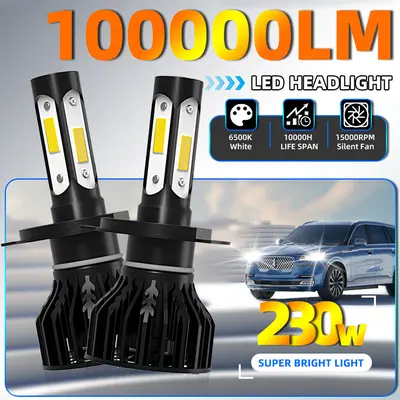 4PCS H11 LED Headlight Bulbs Combo – High/Low Beam 6000K 32000LM, 4-Sided, Plug & Play
