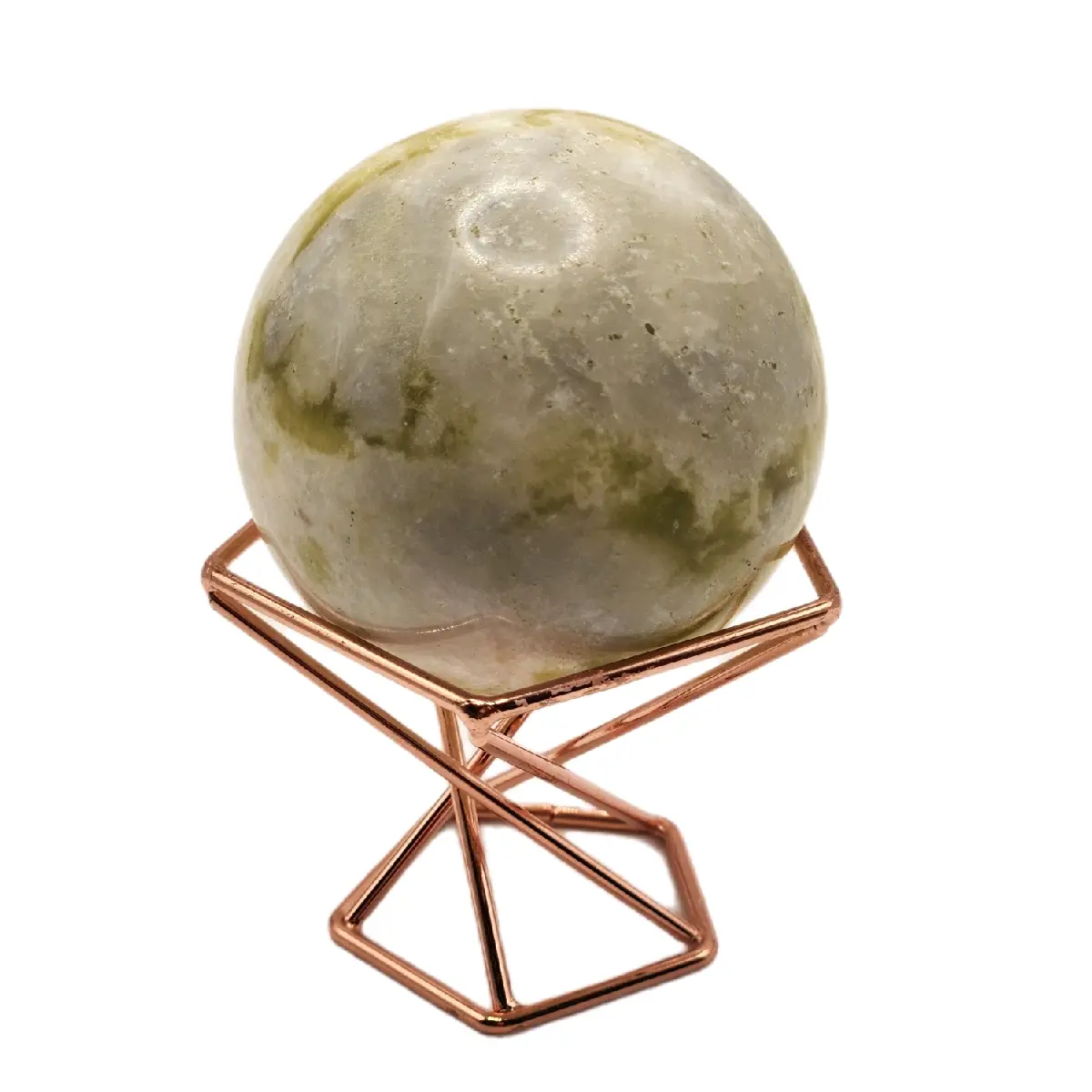 Serpentine Crystal Sphere Small Serpentine Crystal Sphere with Stunning Color Variations of Yellows, Light Nuetrals, and Greens