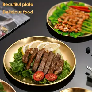 [Stackable & Durable] Elegant Golden Stainless Steel Dinner Plate Set | 10pcs | Durable & Thickened | Stackable | Ideal for Home & Restaurant Use