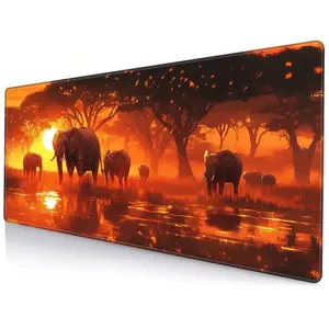 Elephant Pattern Mouse Pad, Rectangle Gaming Mouse Pad, Large Desk Keyboard Mat for Computer, Laptop, Office, Home