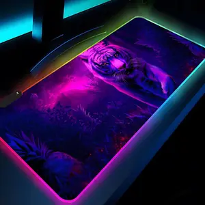 Tiger Digital Art Mouse Pad Rgb Xxl Laptop Mat Gaming Mousepad Backlit Keyboard Gamer Girl Table Pads Desk