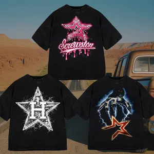 Aesthetic Houston Star Graphic T-Shirt, Edgy H-Town Streetwear, Oversized Pepper Washed Tee, Trendy Texas Urban Apparel, Unisex Retro Washed Top Streetwear