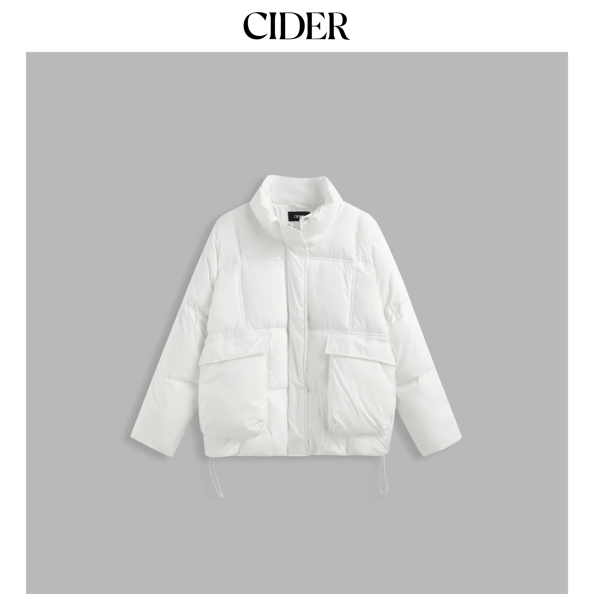 Cider Stand Collar Quilted Drawstring Puffer Jacket
