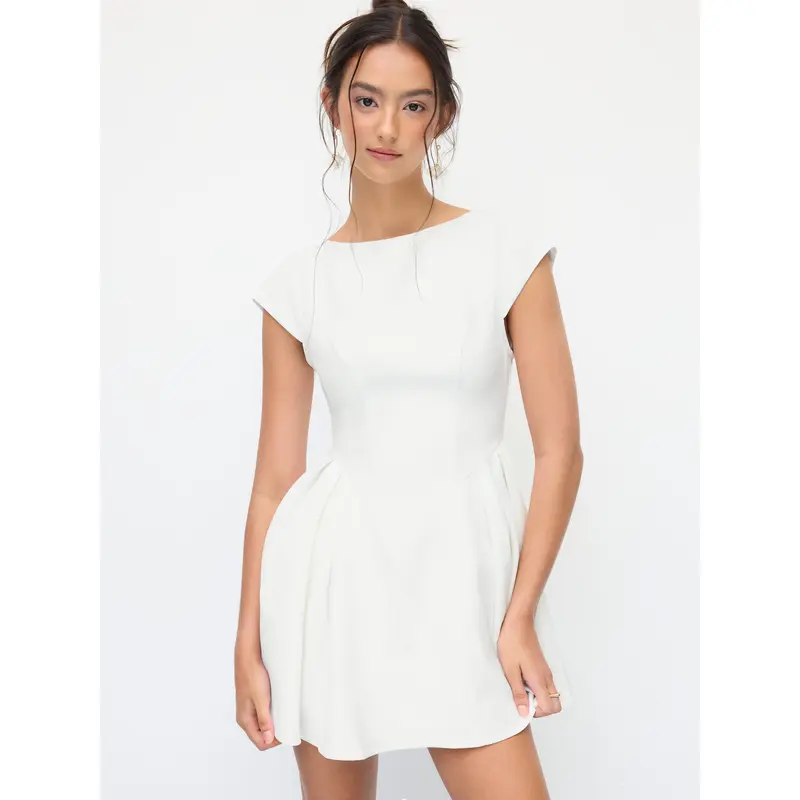 boat neck backless mini dress Fellaire Low Back Mini Dress Black