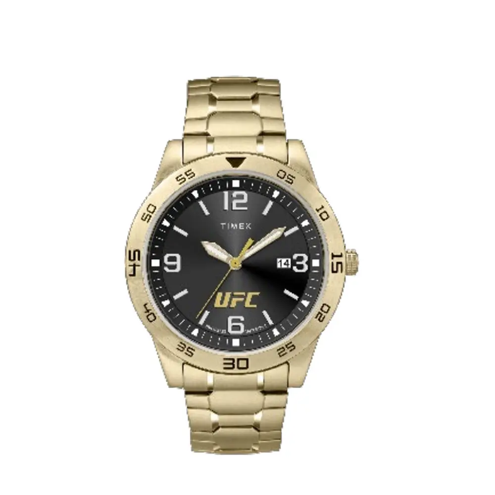 Timex x UFC Legend Date 42mm Stainless Steel Mens Watch TW2V56400, Quartz Watch, Rotating Bezel, Round Dial