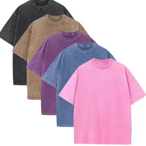1/5 PCS Acid Wash Unisex Oversized Cotton T-Shirt Crew Neck Half Short Sleeve Summer Top Casual Loose Fit Solid Streetwear Comfortable Tees Basic Womenswear Shortsleeve Tshirt