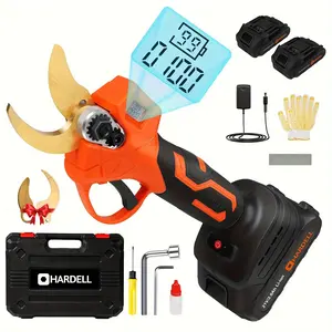 1 Set HARDELL Electric Pruning Shears, 1.6" Cutting Electric Pruner With LCD Display, Cordless Pruning Shears Brushless With 2pcs Rechargeable Batteries & Replacement Blade, Tree Pruner Branch Cutter