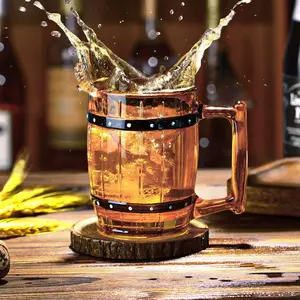 Amber Color Pirate Wooden Bucket Cup, Unique Drinking Mug for Coffee & Alcohol, Perfect Gift for Pirates Lovers, Durable Wood Material