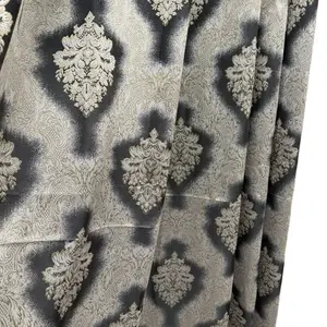 Turkish Design Curtains with Beautiful Intricate Patterns in Gray, Gold and White Color Scheme