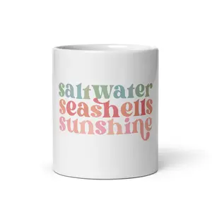 Sunshine Seashells Saltwater White glossy mug