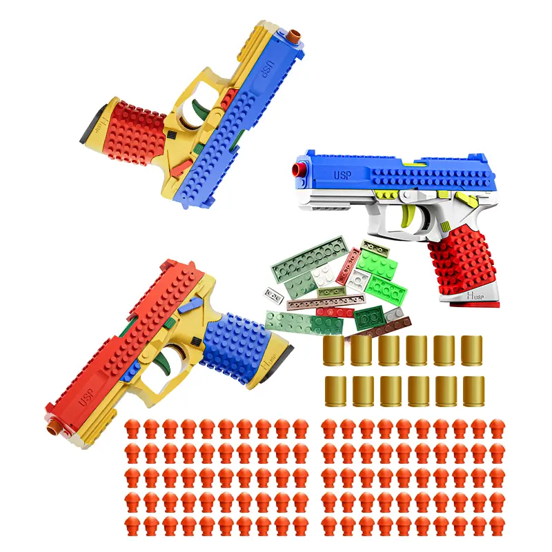 BAZILBAZOS USP Toy blaster summervibes–Tactical DIY Building Block Handle Set, Build-Your-Own Multiplayer Strategy Toy for Outdoor Team Activities, Creative Festival Gift