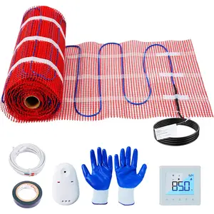 Maeklon 100 Sqft Mat Kit, 120v Under Floor Heater Mat, Electric Radiant Floor Heating System for Under tile, Stone and Laminate. Kit Includes Alarm, Sensor, Heated Floor Mat & Smart Control Thermostat