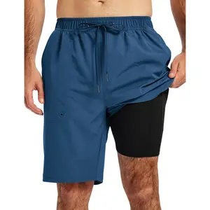 Mens Swim Trunks with Compression Liner 9"/11" Quick Dry Board Shorts Bathing Suits Beach Shorts with Zipper PocketsDD14HUB STORE