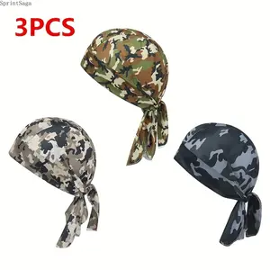 A set of 3 unisex camouflage skull hats - made of a lightweight, breathable and quick-drying polyester headscarf, suitable for outdoor activities, with a casual design