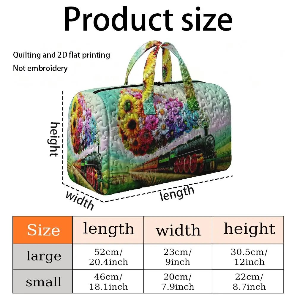 1pc Reusable, Quilting And 2D Flat Printing Colorful Flowers Emanating From Traind Pattern Quilted Travel Bag,(Non-embroidery) Large Capacity Quilted Fashion Luggage Bag Ideal for Weekend Getaways and Everyday Shopping (Non-food Contact), 2D Flat