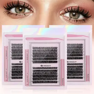 30D/40D 2 Styles Lash Clusters Kit,3 Set Mixed Length Individval Eyelash Extensions Kit,Self Grafting False Eyelashes with Tweezers&Glue&Remover,Prefessional Eye Makeup Accessories for Women, April Stock Up & Mother's Day Campaign