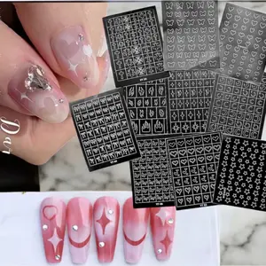 Set Stencils Airbrush Ombre Stickers Heart/Star/Butterfly/ Crosses/ Flames Nail Art design decal