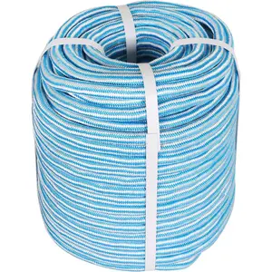 1/2 x 200FT, Braided Arborist Bull Rope, 24 Strand Duty Tree Rope for Swings, Camping (Blue and White)