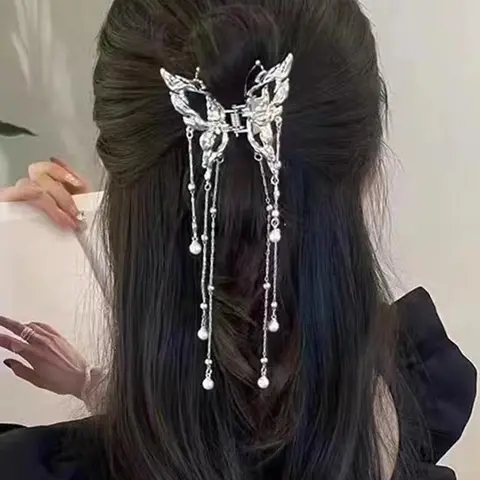 Elegant Butterfly Design Tassel Hair Claw, Fashionable Hair Accessories for Women & Girls, New Casual Versatile Hair Accessories for Daily Wear, Hair Clips, Decorative Hair Clips, Hair Barrettes