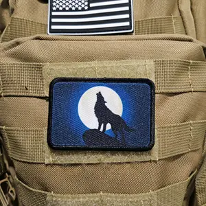 lone wolf 2"x3" removable morale patch with hook and loop backing