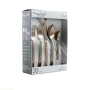 MegaChef Baily 20 Piece Flatware Utensil Set, Stainless Steel Silverware Metal Service for 4 in Rose