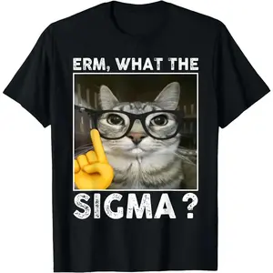 Erm, What The Sigma Funny Cat With Sunglasses Graphic T-Shirt | Unisex Trendy Vintage Casual Cotton Tee