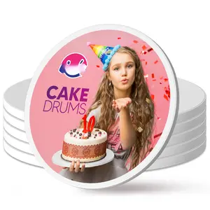 Cake Boards - 12 Inch Drum Smooth-edged Sturdy Round Bend Resistant Multi-layered Base For Minimalist Displays (12  6 Count)