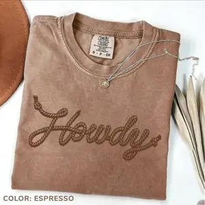 Comfort Colors Howdy Rope Script T-shirt, Western Vintage Rodeo Cowgirl, Country Rodeo Tee, Cowboy Graphic Tee, Trendy Shirts