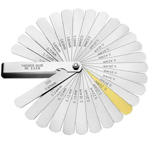 32 Blades Feeler Gauges 0.0015-0.035'' (0.04-0.88 mm) Stainless Steel Feeler Gauge Set SAE/Metric Feeler Gauge for Measuring Gap Width and Thickness for Guitar, Spark Plug, Piston Measure