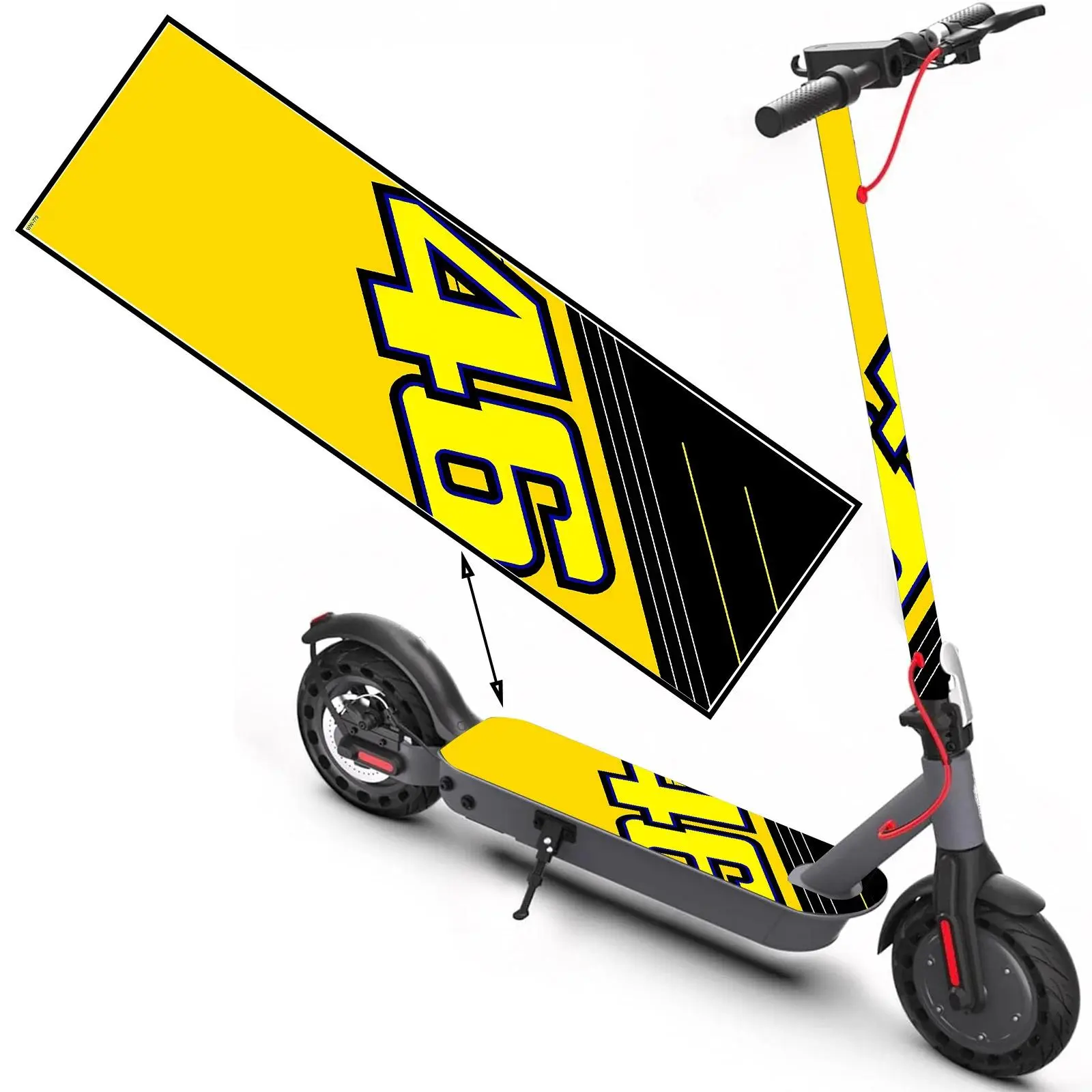 1 No. 46 yellow and black, fashionable scooter sticker, skateboard sticker scooter floor mat sticker cool skateboard accessories