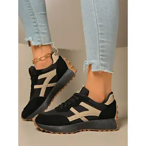 Women's Comfortable Laced Sports Shoes, Lightweight Multi-Functional Casual Sneakers, Anti-Slip Rubber Sole, All Seasons WearRAIMENTRY